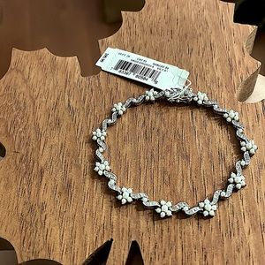 NEW 925 Sterling Silver sym pearl/AAA cz tennis bracelet, 7.5